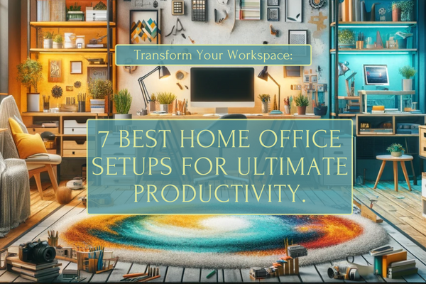 This image showcases home office setups that are the epitome of style meeting function, aiming for productivity bliss. It's crafted to convey the idea of transforming work-from-home spaces into optimized, productive environments.